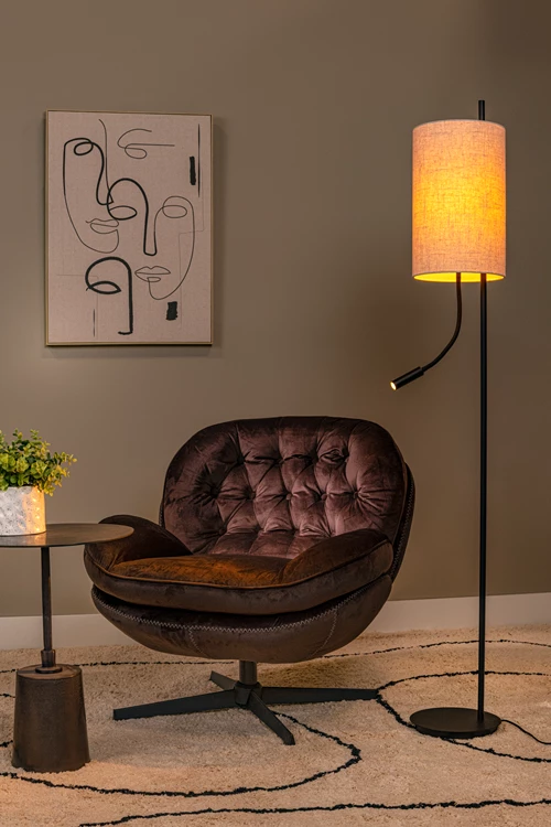 Lucide MAGIC - Vloerlamp - Ø 24 cm - 1xE27 - Zwart - sfeer 1